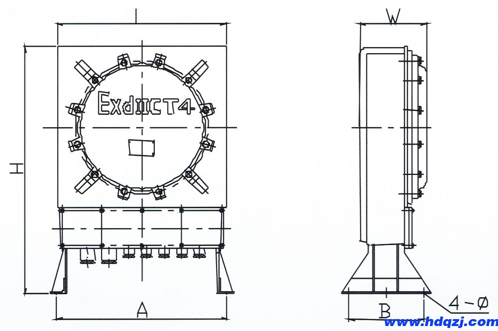 BDK71隔爆type电气控制箱外形安装尺寸图