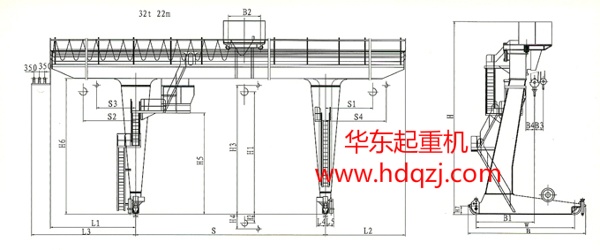 Single main beam skewed suspensionGantry crane图纸
