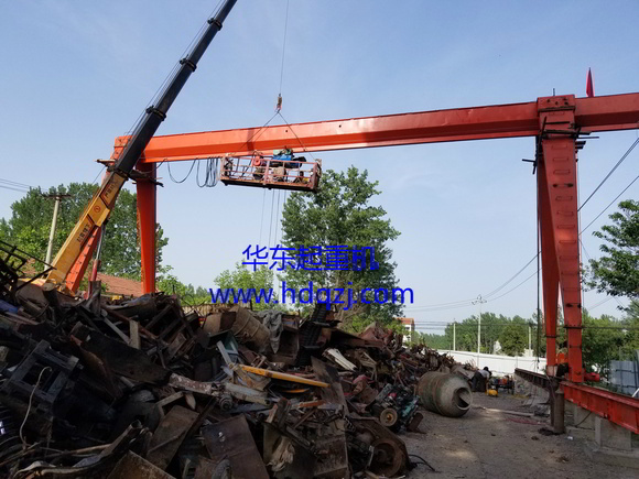 MHType electromagnetic suction cup gantry crane|MHType recycling scrap iron and steel yard gantry crane
